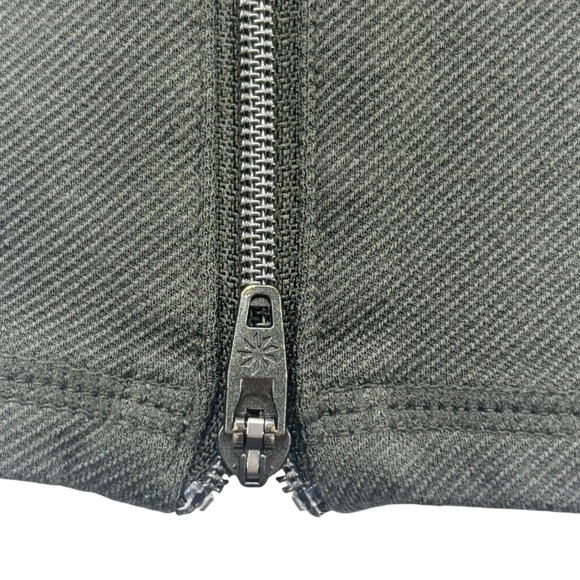 Athleta Moto Leggings Olive Womens Size 6 Ribbed Panel Zipper Athleisure Pants - Picture 9 of 16